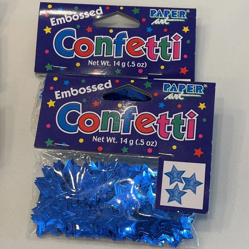 23 - 1/2 oz Packages of Star Shaped Confetti - Blue Red Silver Gold